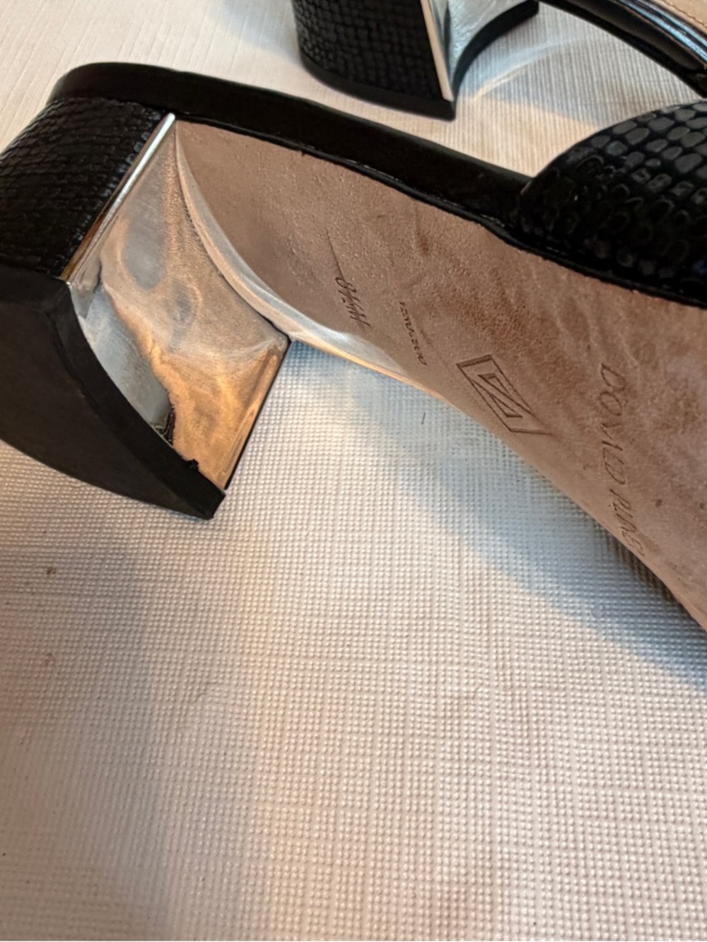 Donald J Pliner Black Textured Slide Mules with Sculpted Heel - Picture 6 of 8